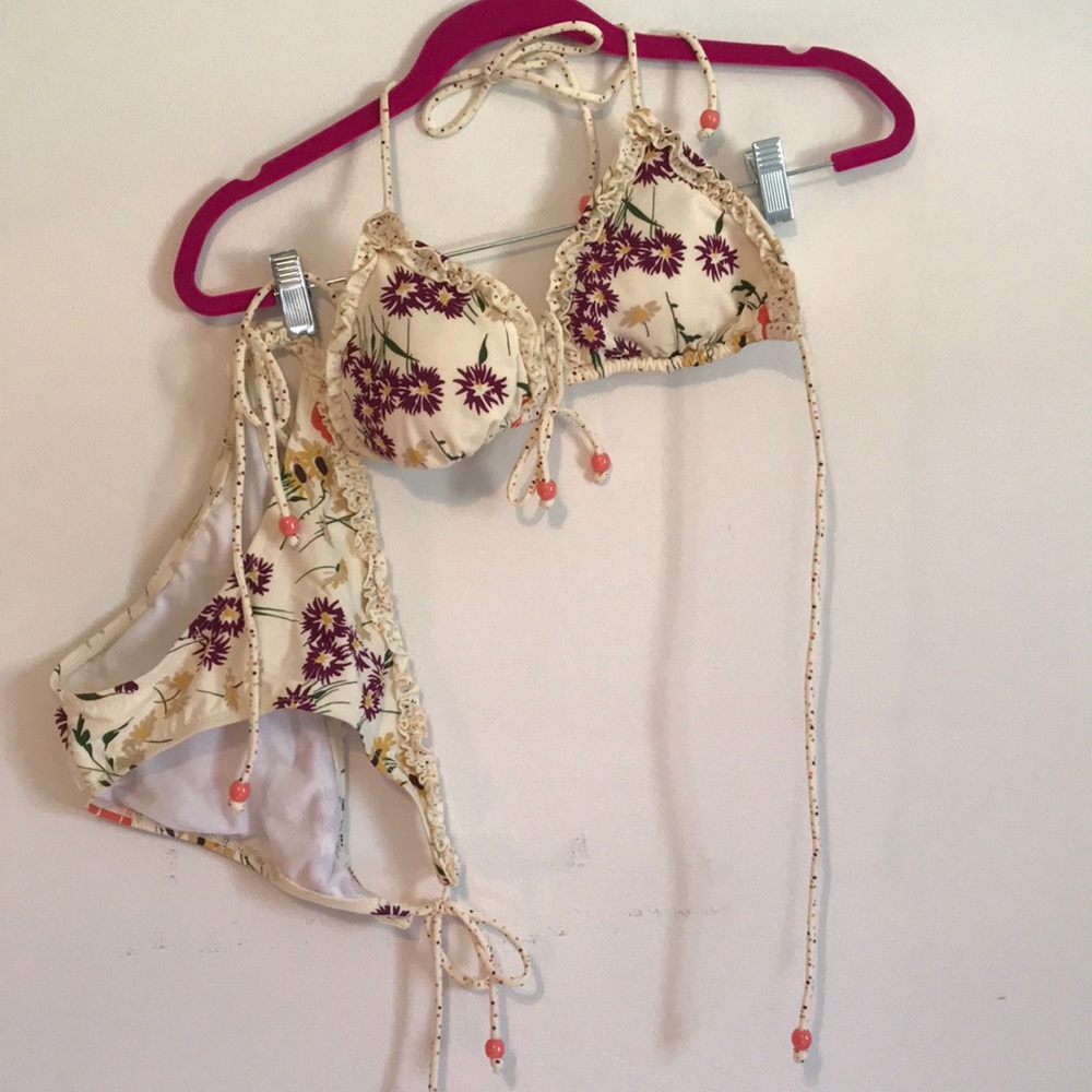 Two piece ruffle bathing suit